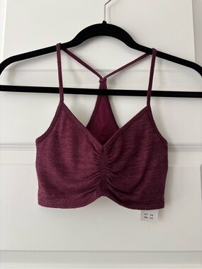 Gilly Hicks Size XS Maroon Strappy Back Ruched Bralette